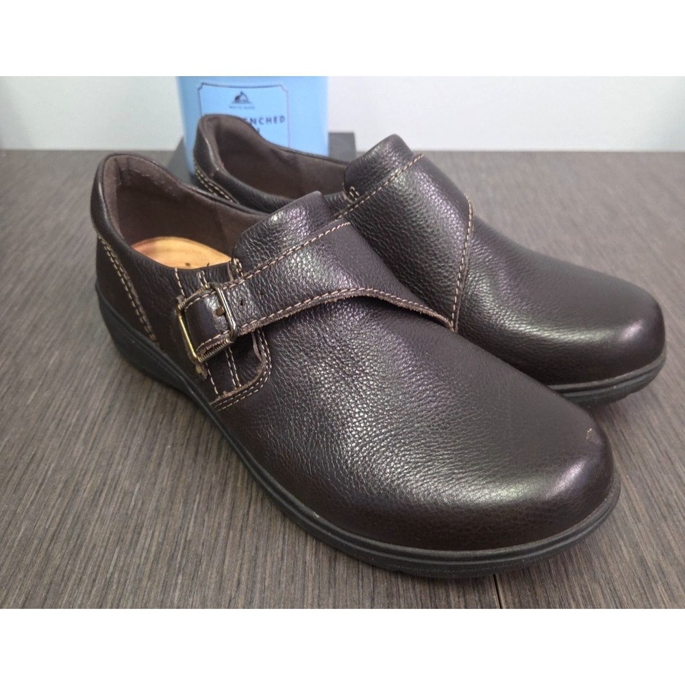 Clarks Womens Carleigh‎ Jaz Brown Slip-on Shoe Comfort Support Buckle Size 8M